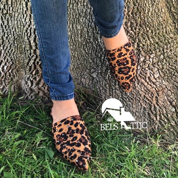 LAST 1♥️Leopard Animal Print Pointed Mule Flats - Picture 7 of 8